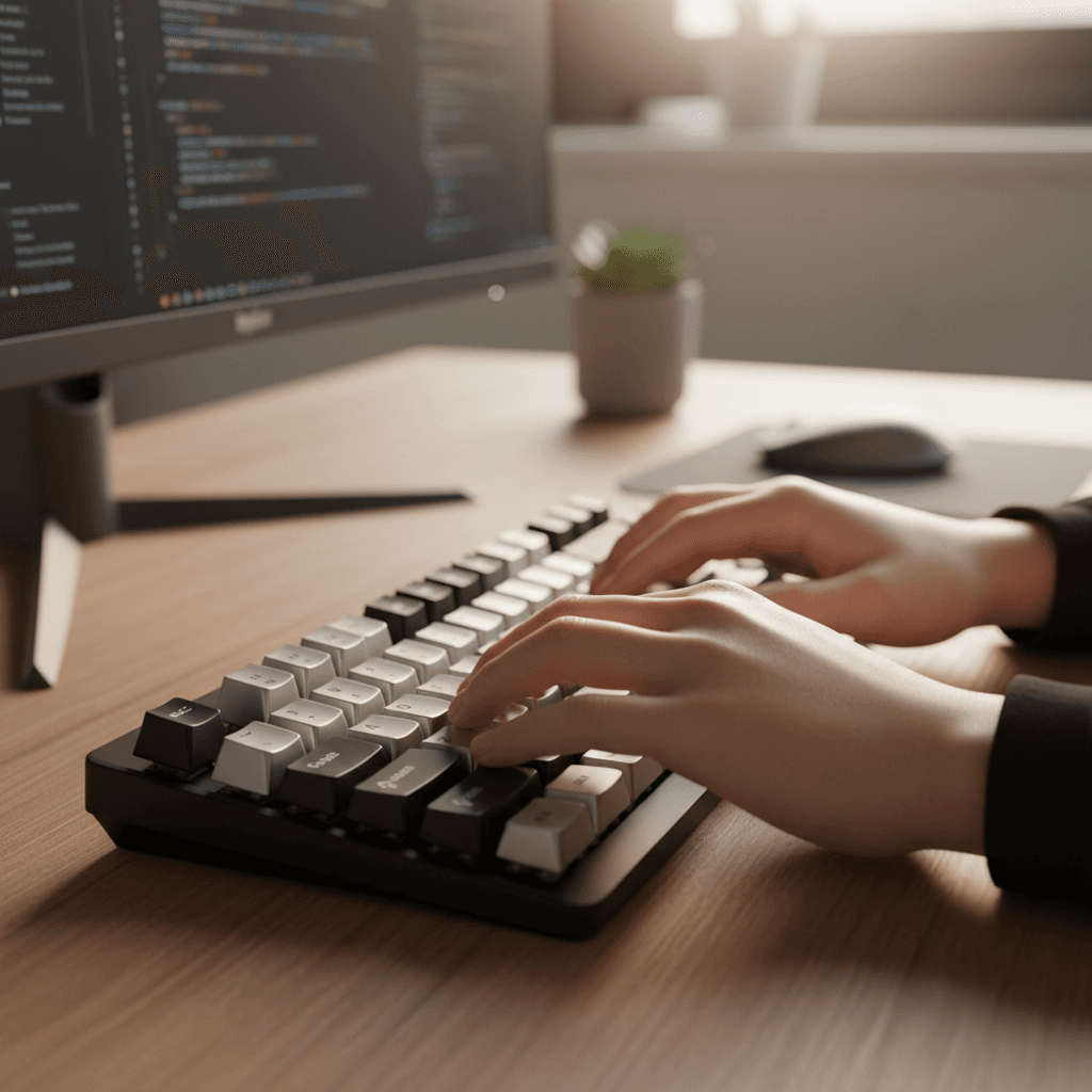 Developer hands typing on keyboard
